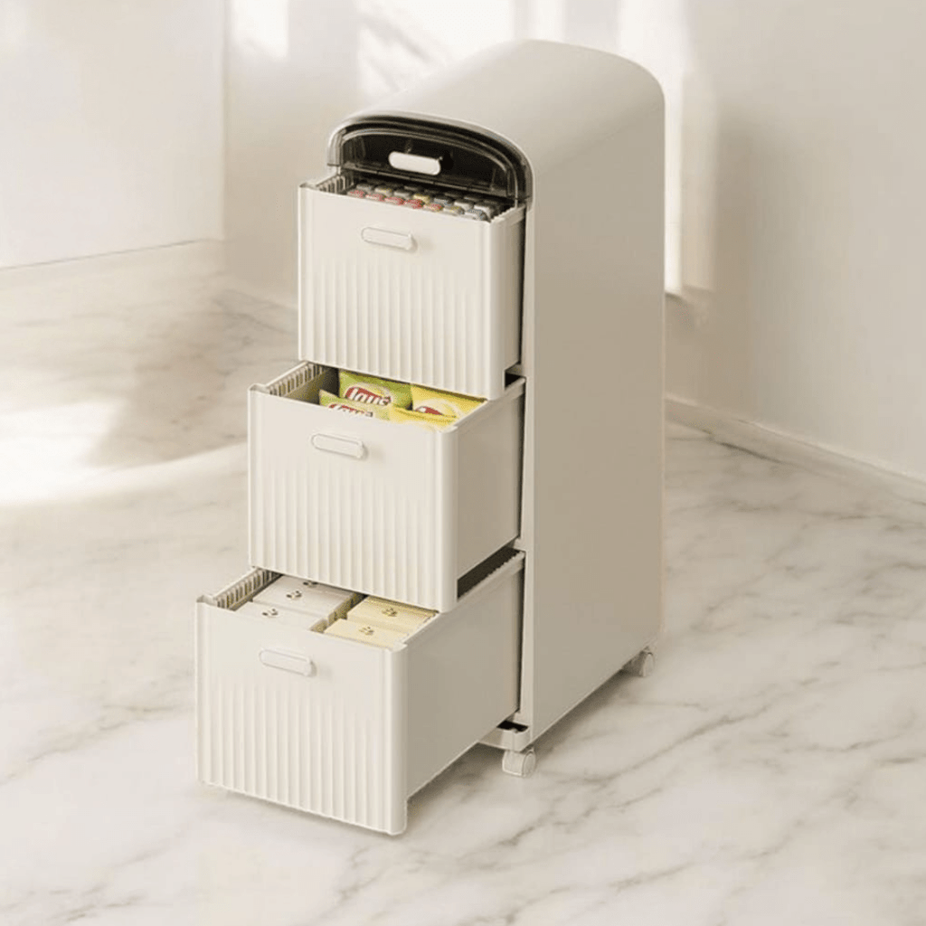 Multi-Layer Plastic Storage Cabinet with Drawers & Wheels