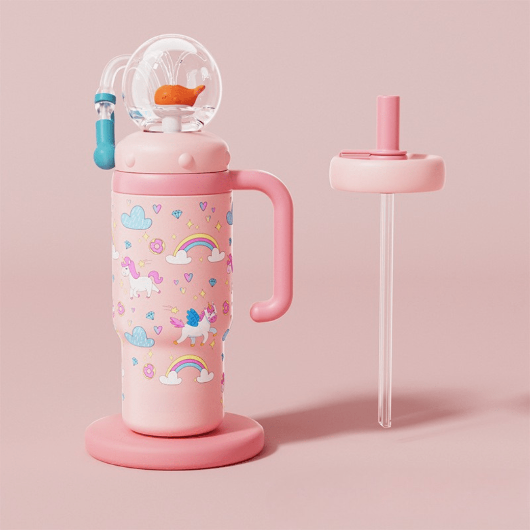 Playful Spray Water Bottle with Dual Lids