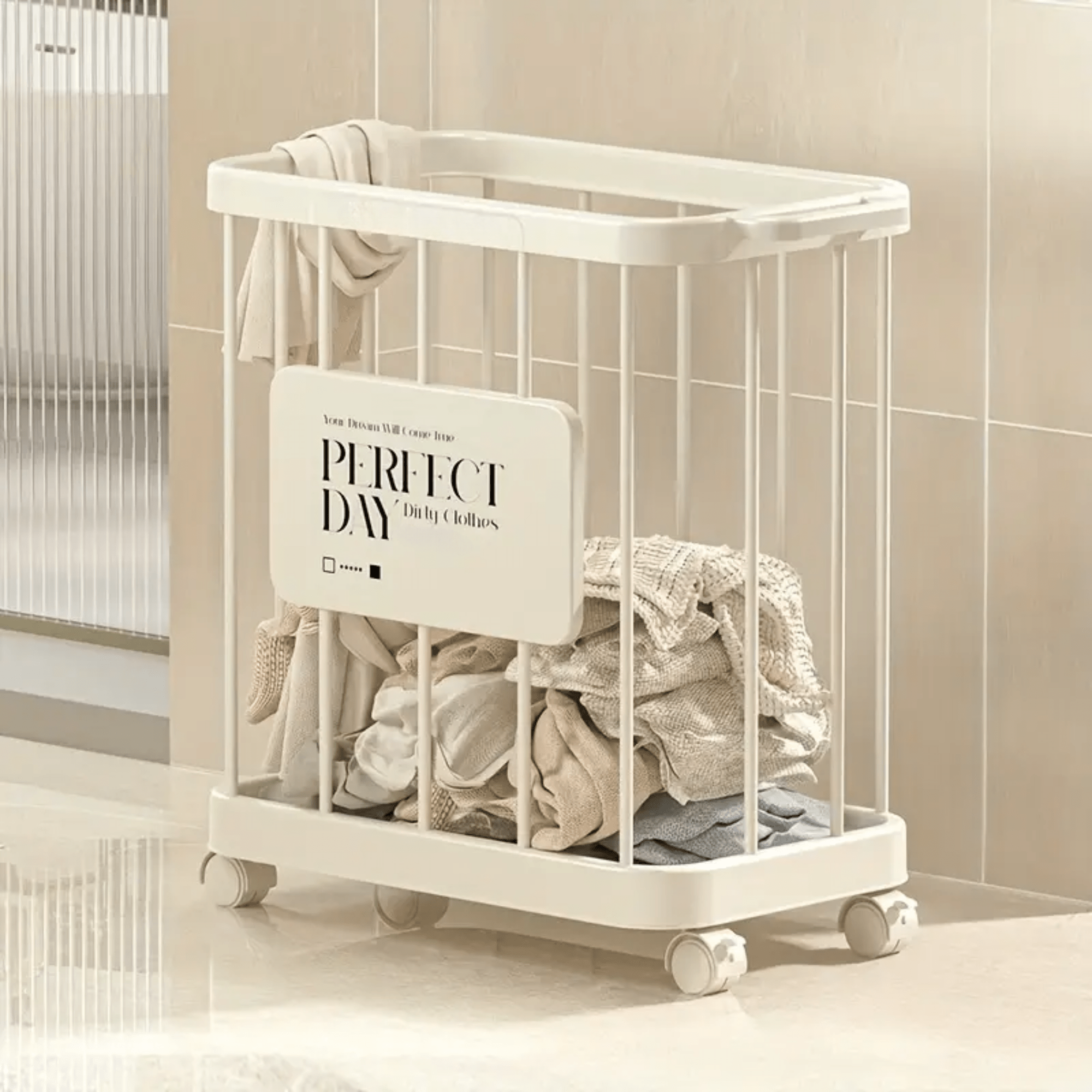 Multi-Purpose Household Plastic Storage Basket for Laundry with Wheels