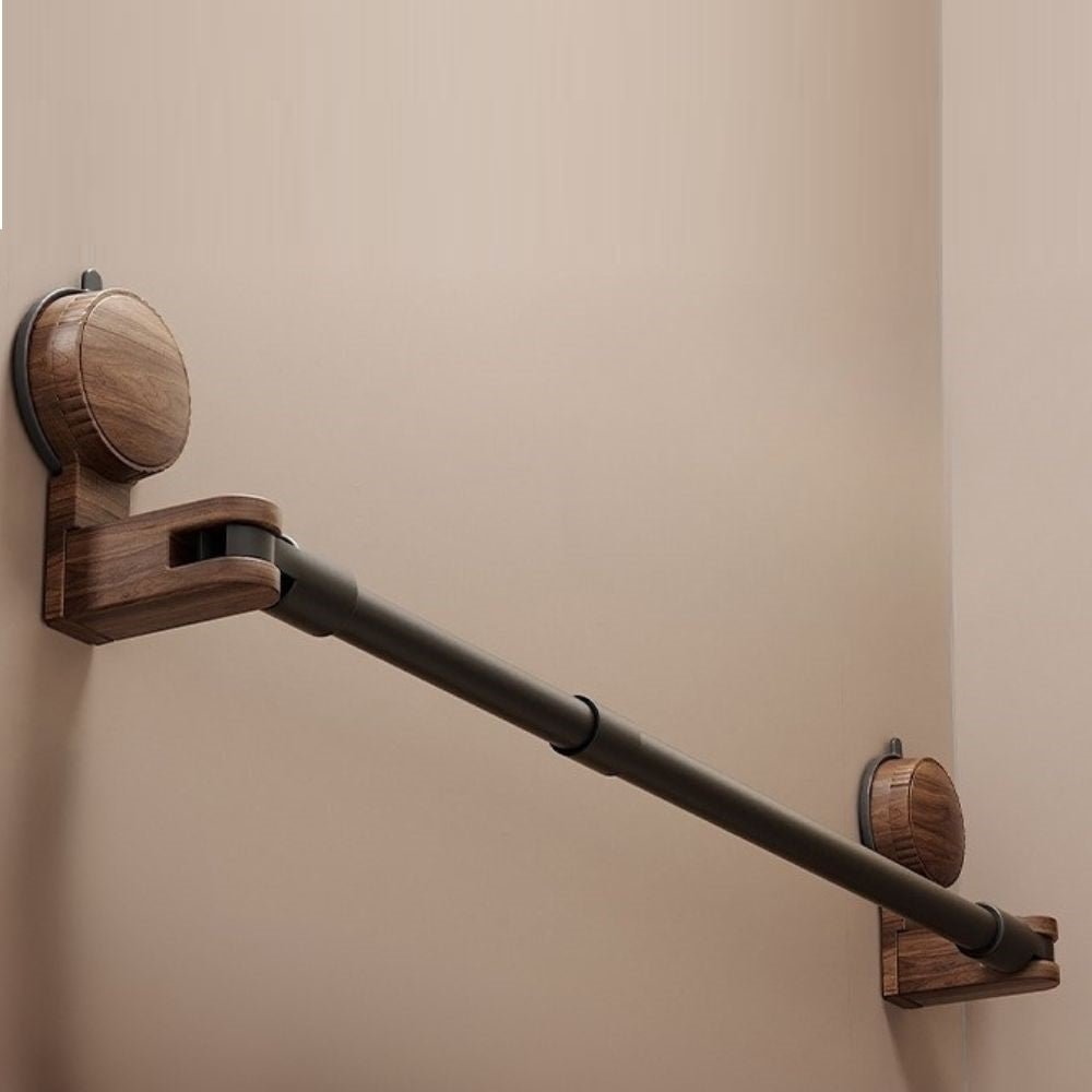 No-Drill Retractable Walnut Towel Rack