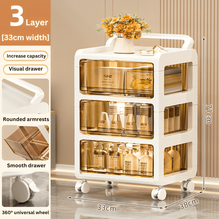 Slim Multi-Layer Rolling Storage Organizer