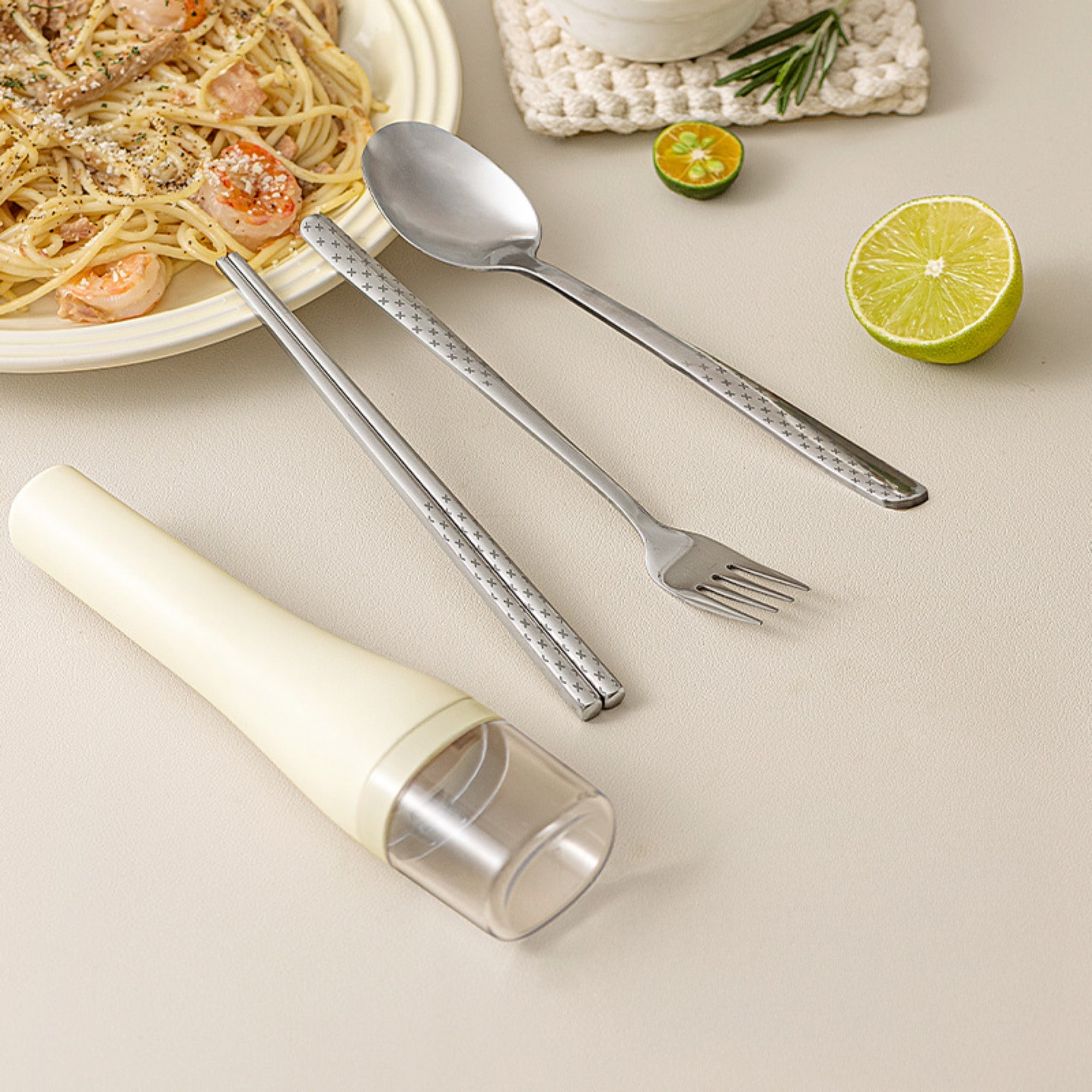 Portable Stainless Steel Spoon Chopsticks Fork Cutlery Set with Case