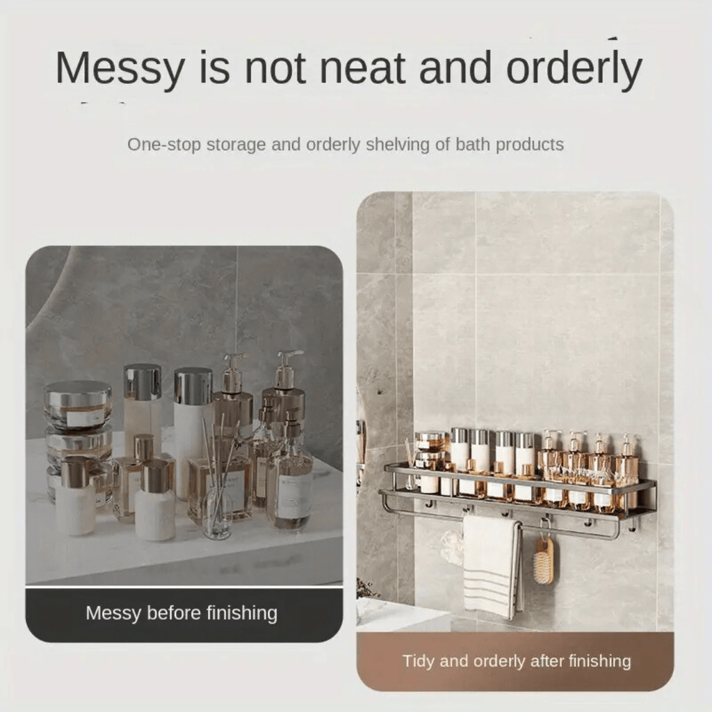 Modern Wall-Mount Bathroom Organizer Shelf