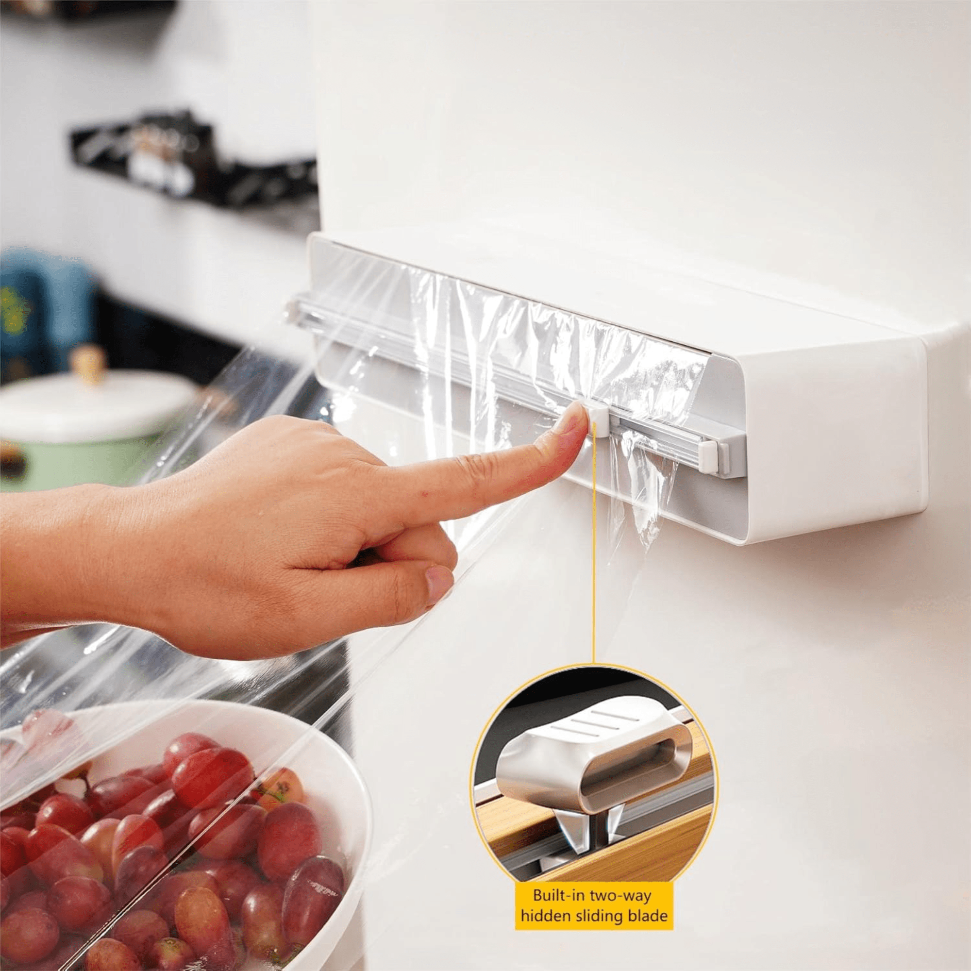 Multi-Purpose Magnetic Plastic Wrap Cutter with Built-in Blade (36.5cm)