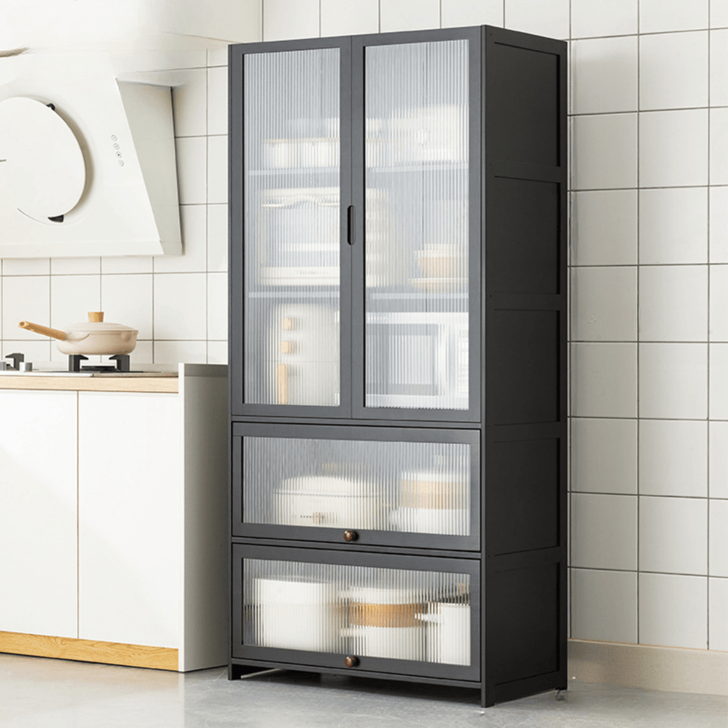 Multipurpose Bamboo Wood Kitchen Storage Rack(Black-80cm)