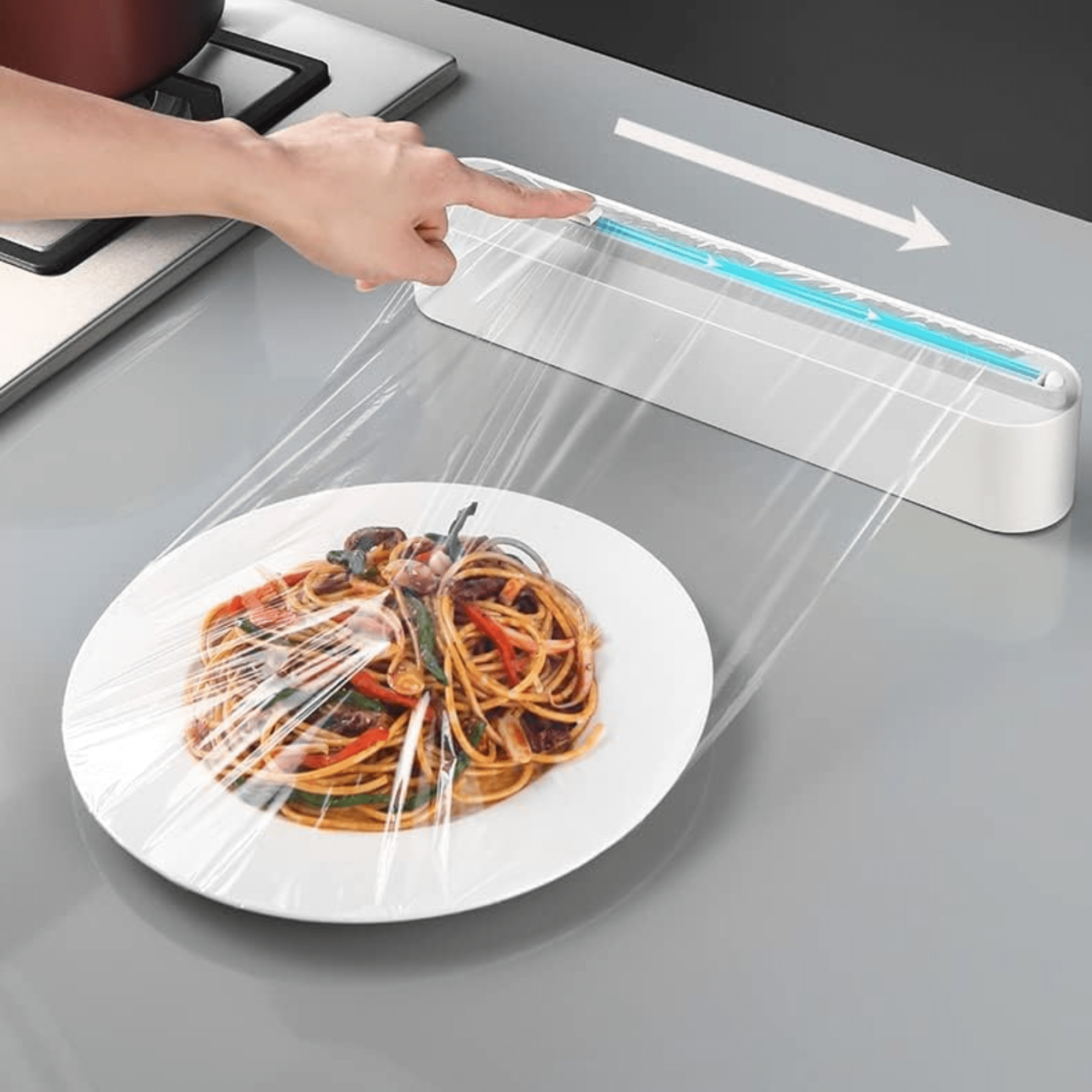 Multi-Purpose Magnetic Plastic Wrap Cutter with Built-in Blade (36.5cm)