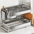 Multifunctional Stainless Steel Dish Rack with Cutlery and Cutting Board Holder(39cm)