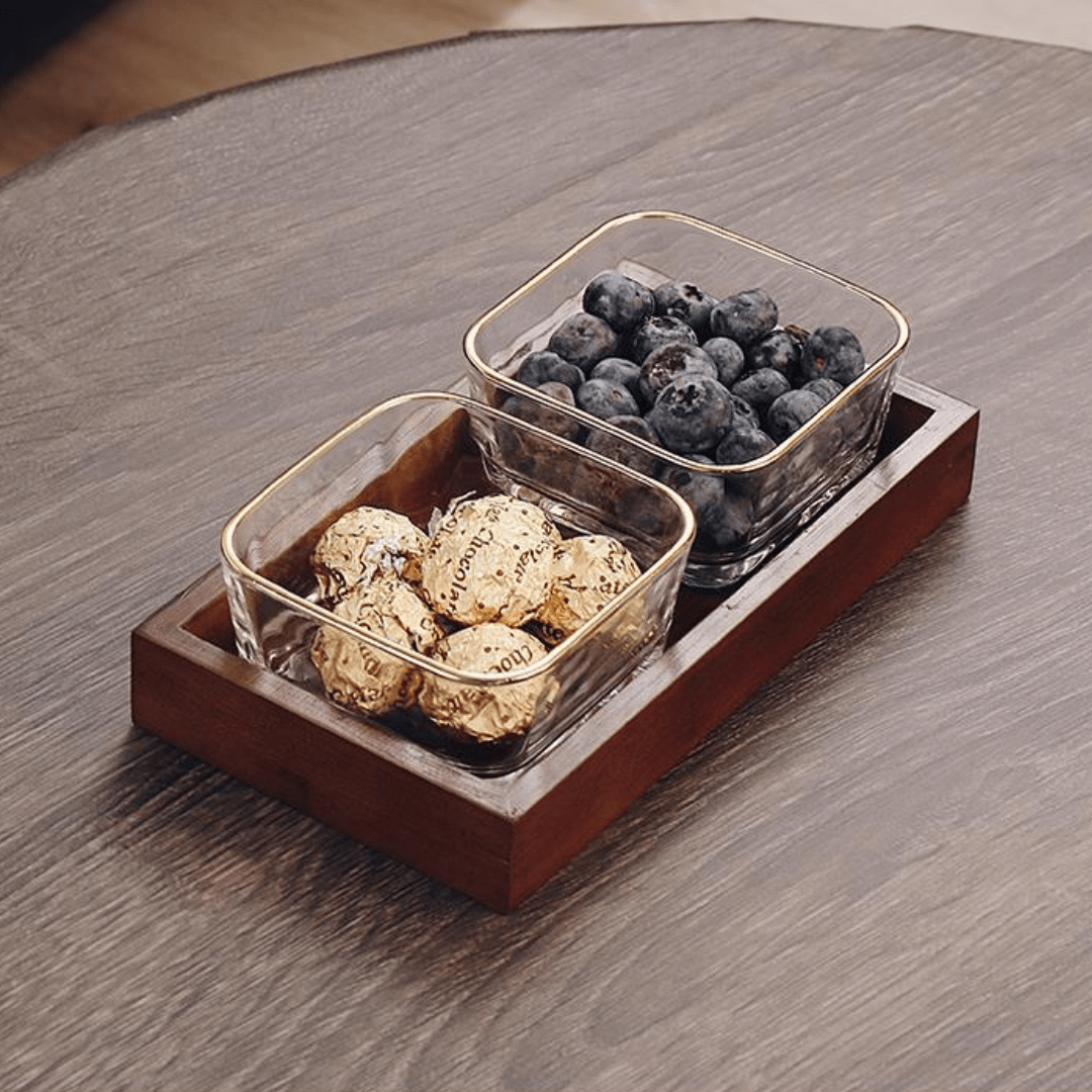 Luxury Glass Snack Box Set (2-Grid)