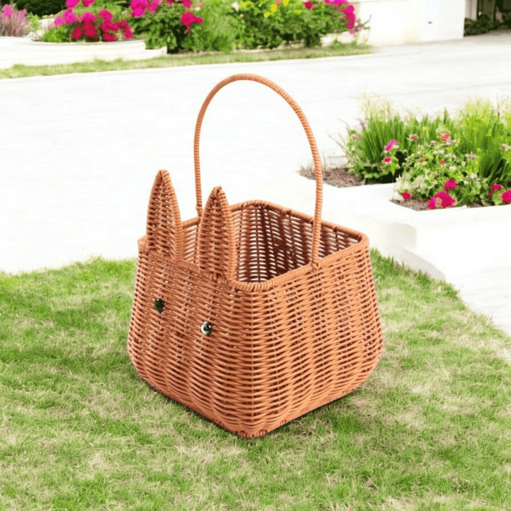 Multi-Purpose Rattan-Style Snack Storage Basket with Handle