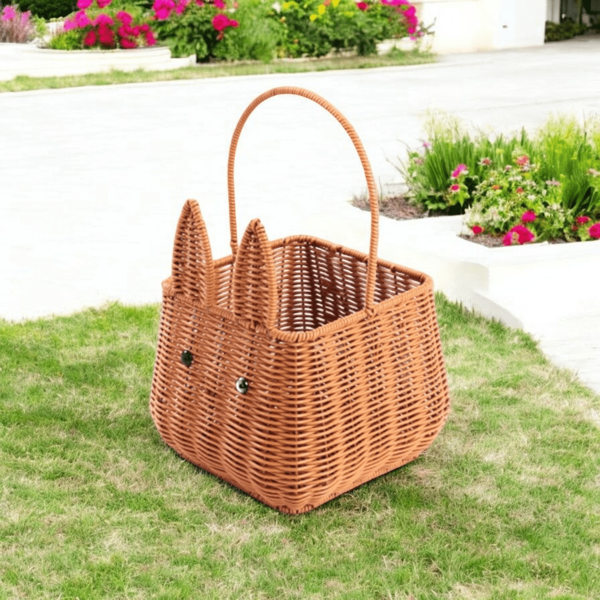 Multi-Purpose Rattan-Style Snack Storage Basket with Handle