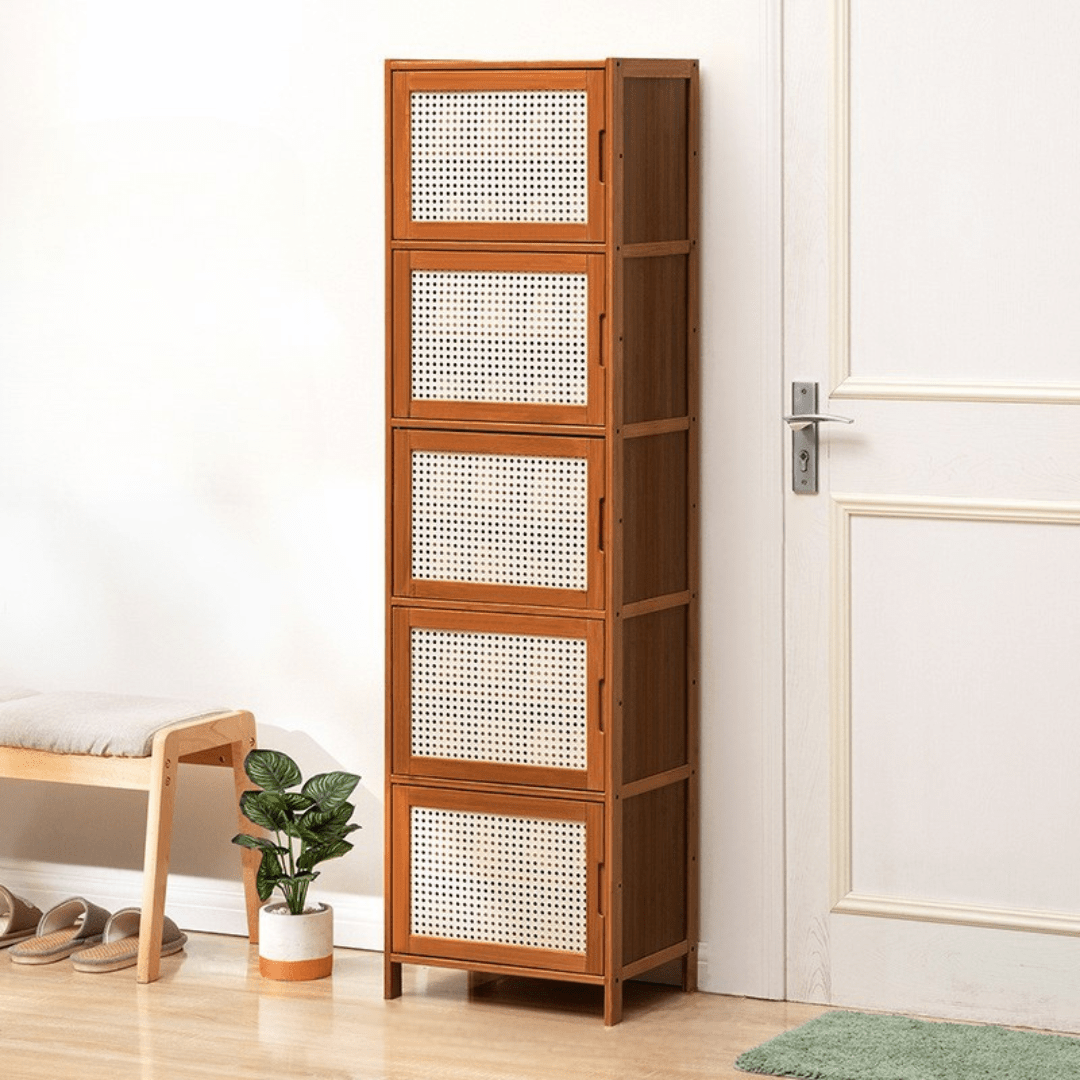 Multi-Purpose Bamboo Wood Storage Cabinet (Brown-43cm)