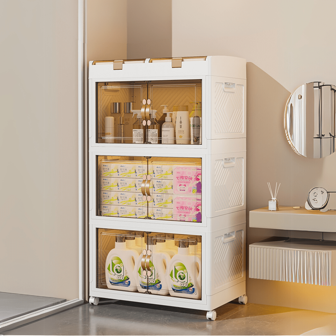 Multi-Purpose Foldable Storage Organizer Wardrobe With Wheels