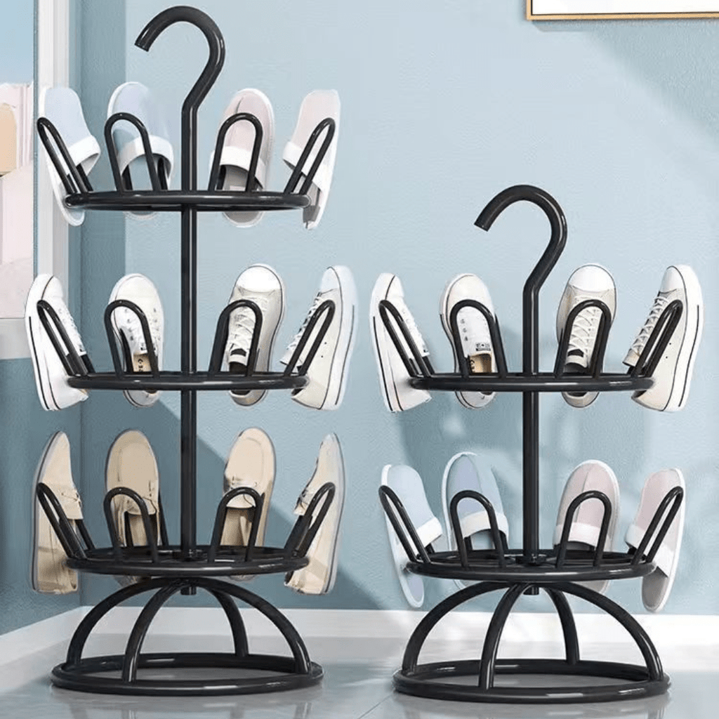 Multi-Layer Iron Shoe Drying & Storage Rack with Circular Bracket