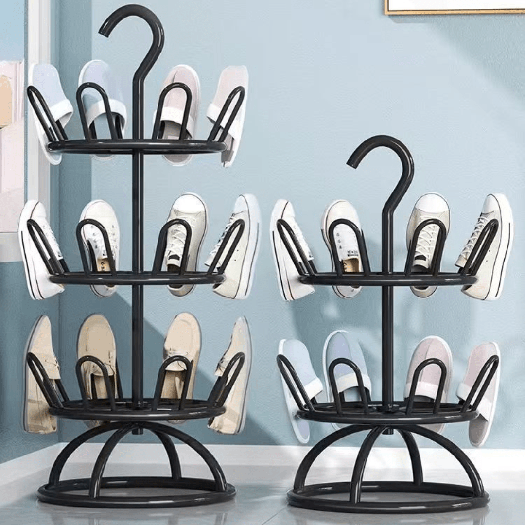 Multi-Layer Iron Shoe Drying & Storage Rack with Circular Bracket