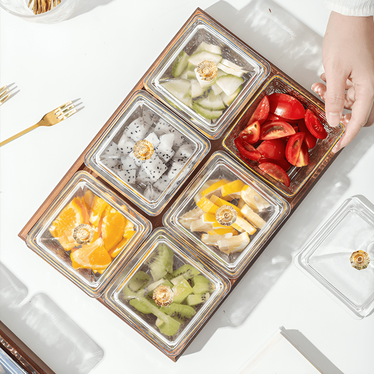 Crystal Clear Snack Plate Organizer (6-BOXES TRAY)