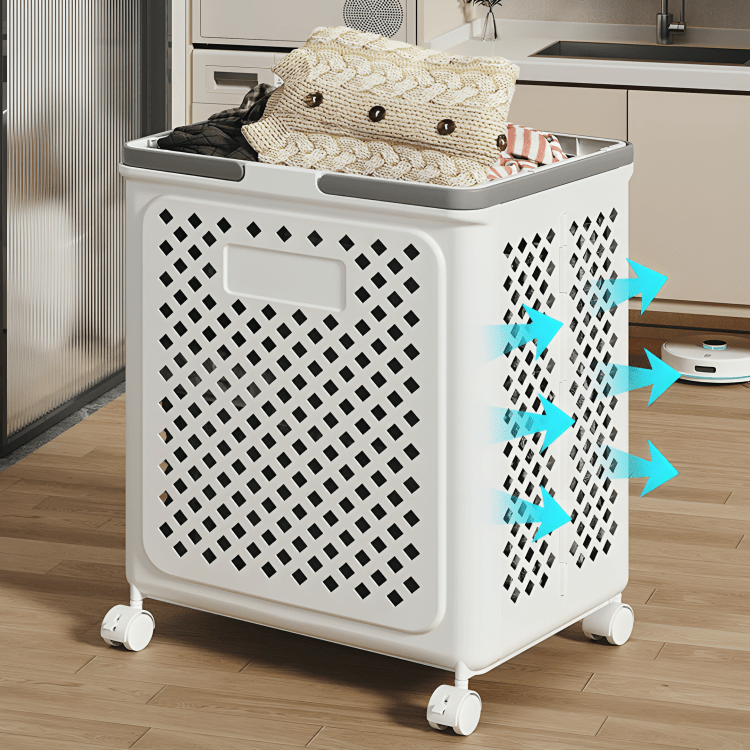 Multi-Purpose Plastic Foldable Laundry Basket with 360° Wheels
