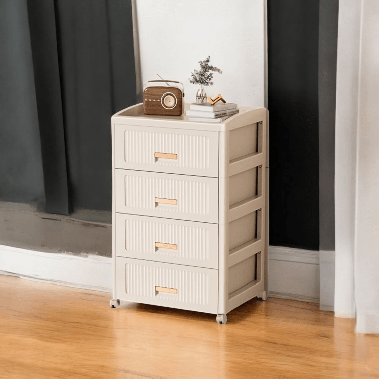 Plastic 4-Layer Drawer Storage Cabinet with Wheels