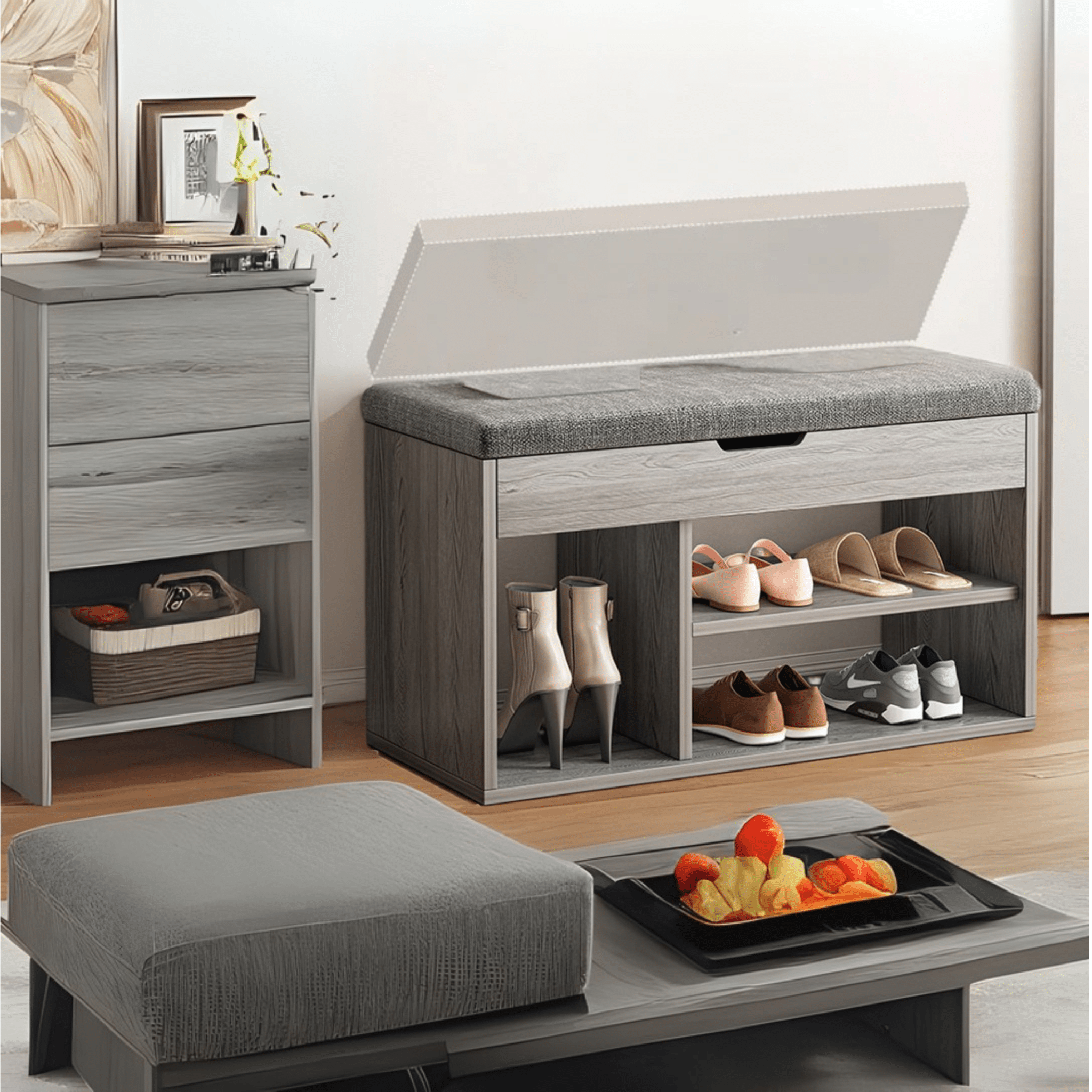 Shoe Rack With Lift Up Bench Top