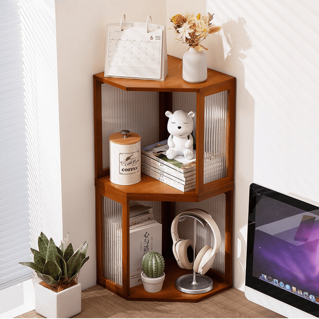 Multi-Purpose Stackable Bamboo Corner Storage Organizer