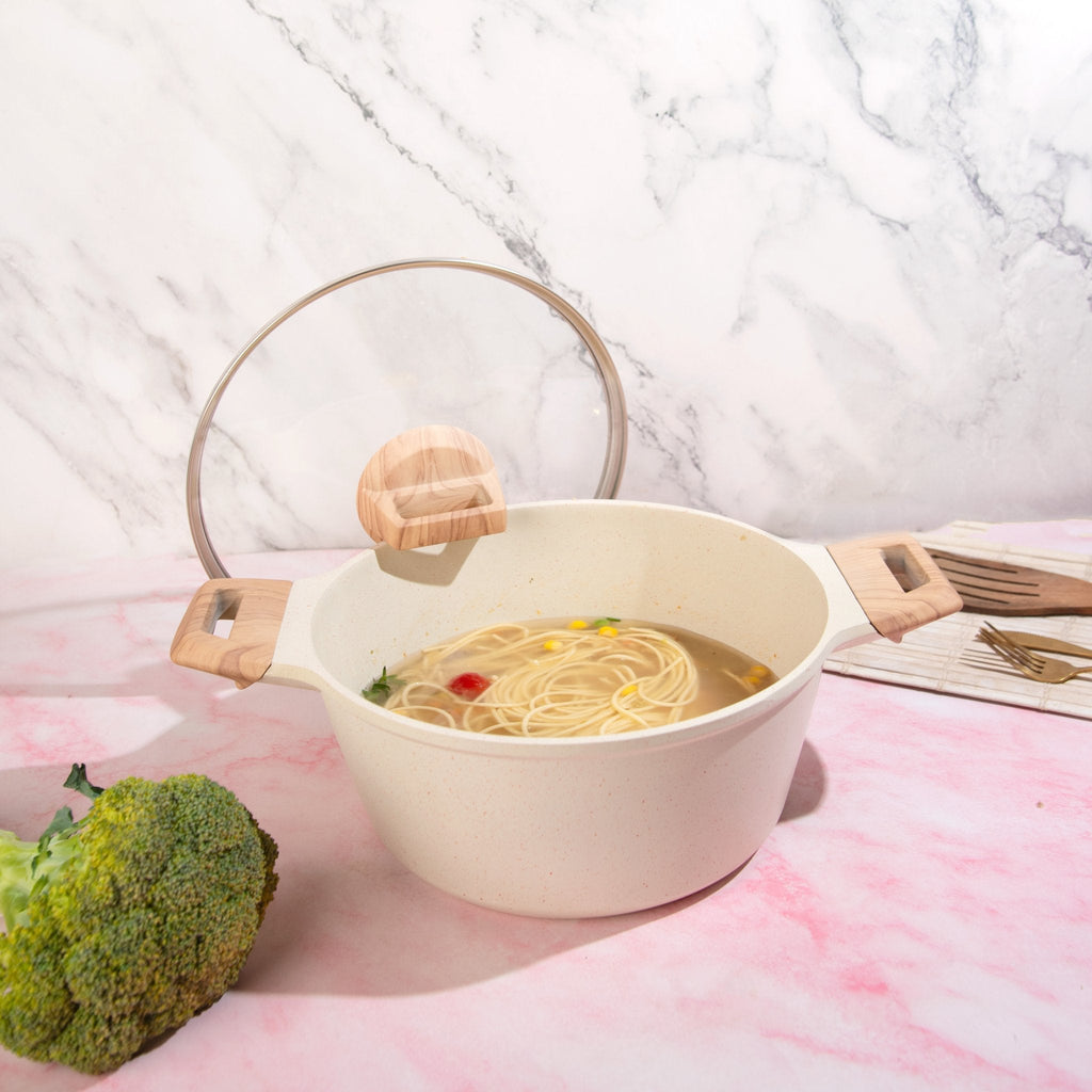 Maifan Stone Non-Stick Sauce Pan (White-24cm)