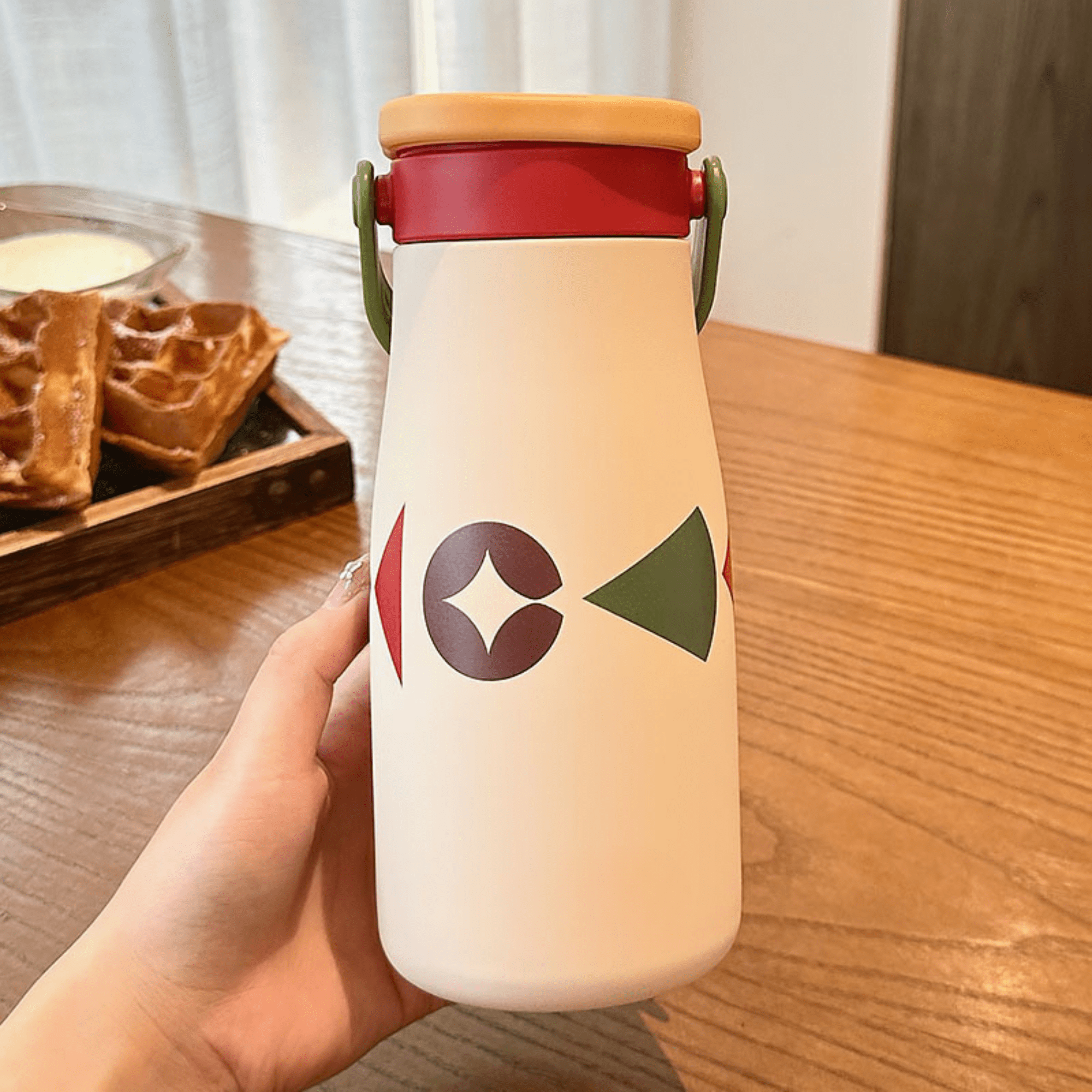 Portable Leakproof Stainless Steel Thermos Cup with Handle(600ml)