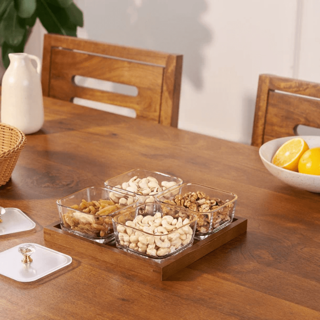 Luxury Glass Snack Box Set (4-Grid)