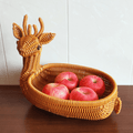 Multi-Purpose Deer-Shaped Imitation Rattan Food & Bread Basket (32cm)