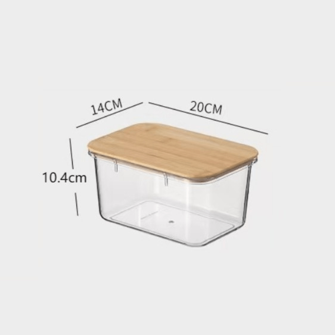 Multi-Purpose Transparent Food Storage Containers with Wooden Lid