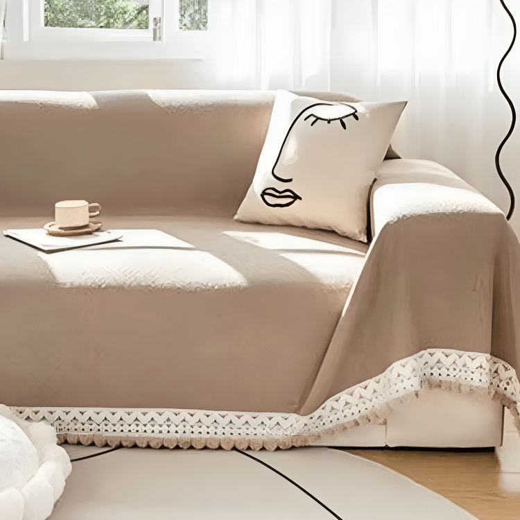 Elegance Chenille Sofa Cover : [EM-SC-32] (Coffee)