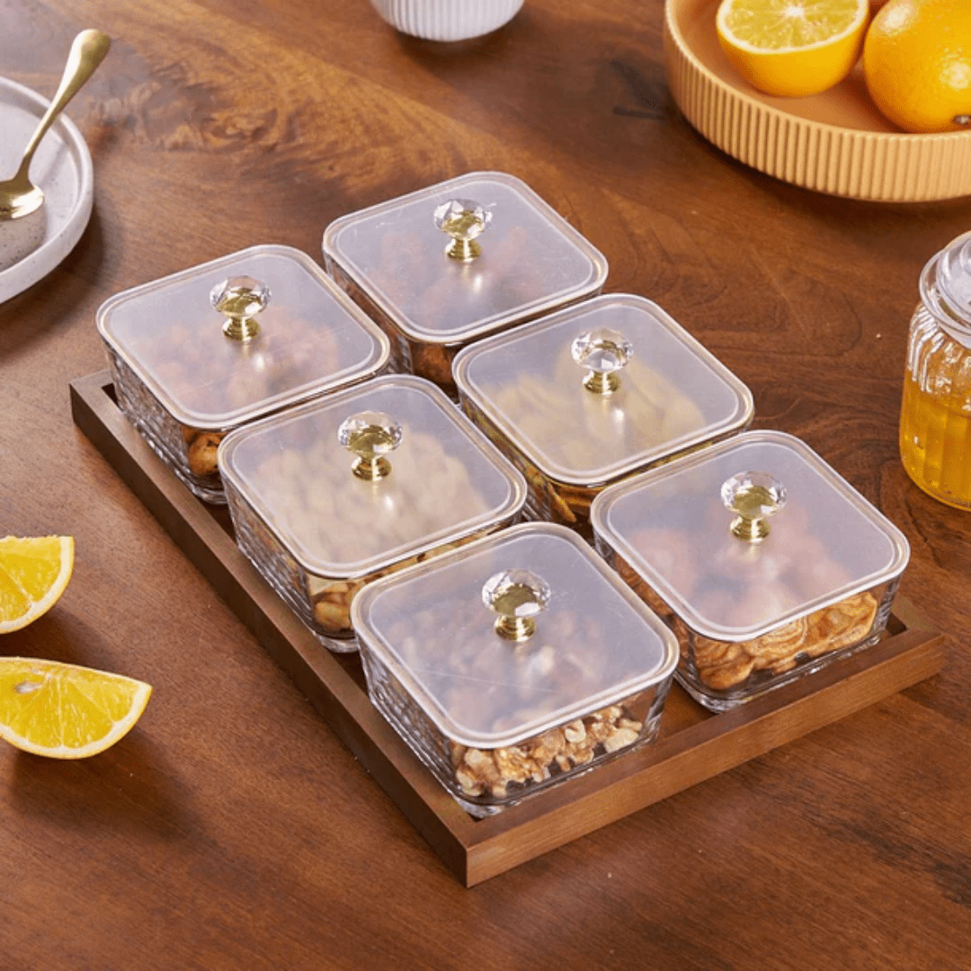 Luxury Glass Snack Box Set (6-Grid)