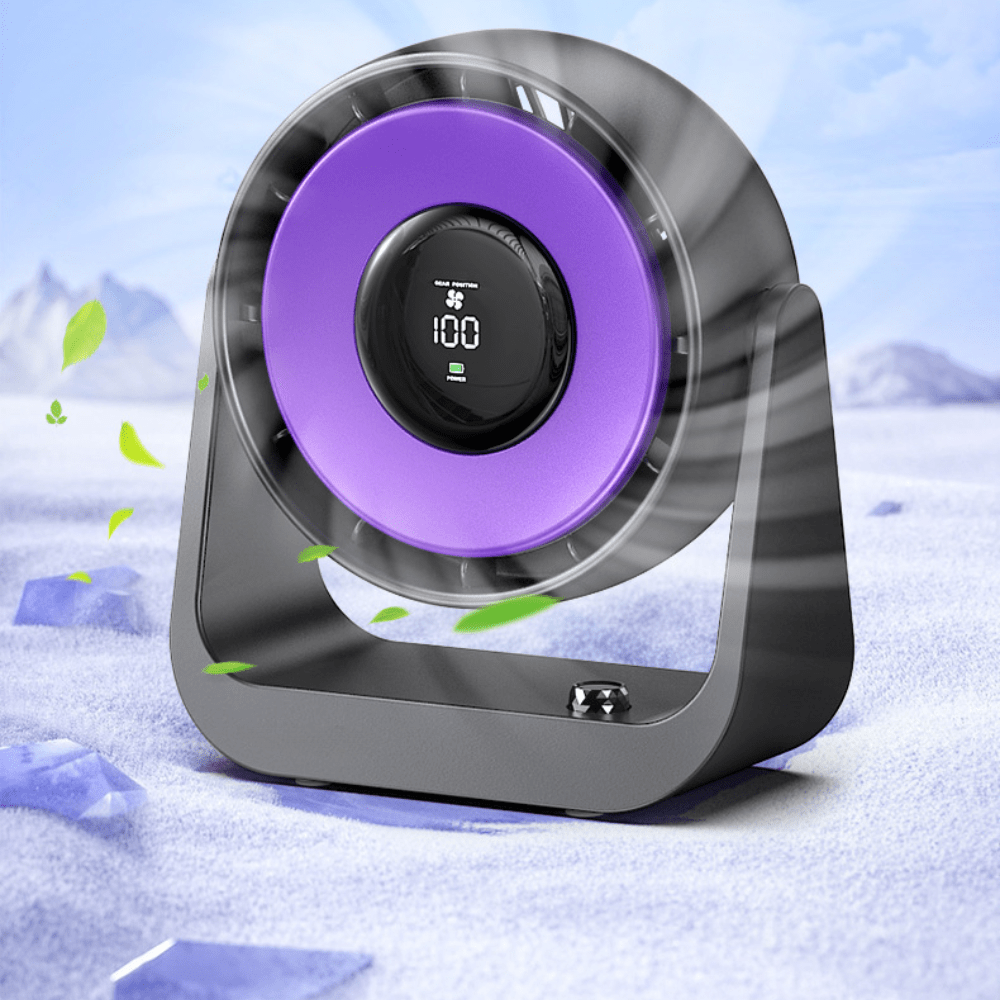 Rechargeable Desktop Fan with Digital Display, 5V