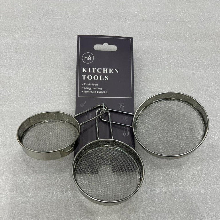 Stainless Steel 3-Piece Multipurpose Fine Mesh Strainer Set