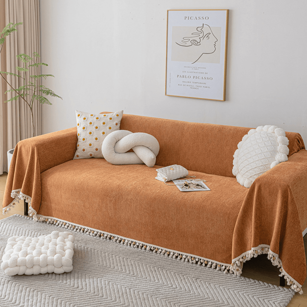 Elegance Chenille Sofa Cover : [EM-SC-31] (Orange)