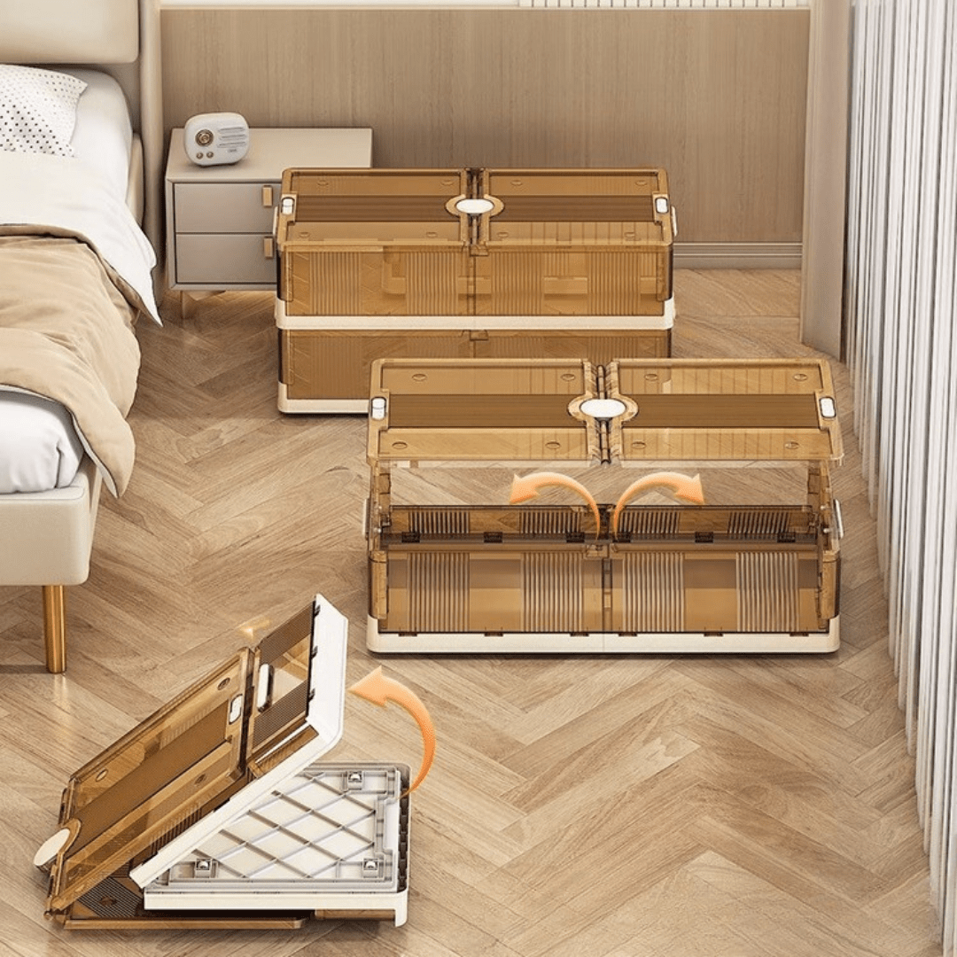 Multi-Purpose Plastic Foldable Underbed Storage Box with Wheels