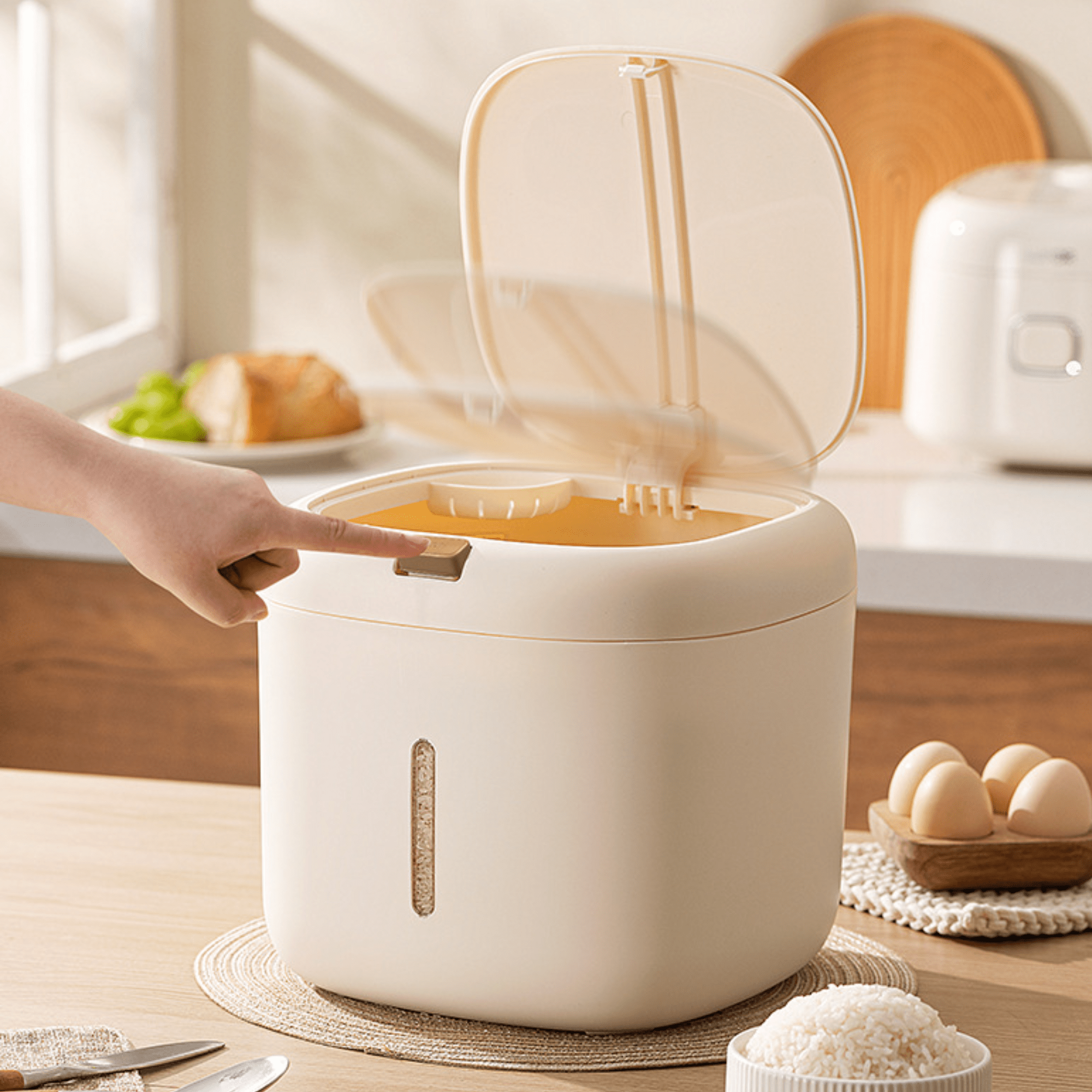 Multi-Purpose Airtight Plastic Rice Storage Container with Double Seal Lid