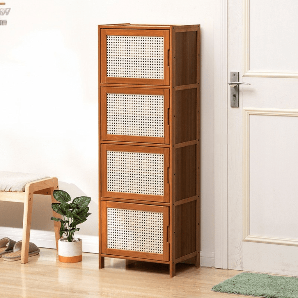 Multi-Purpose Bamboo Wood Storage Cabinet (Brown-43cm)