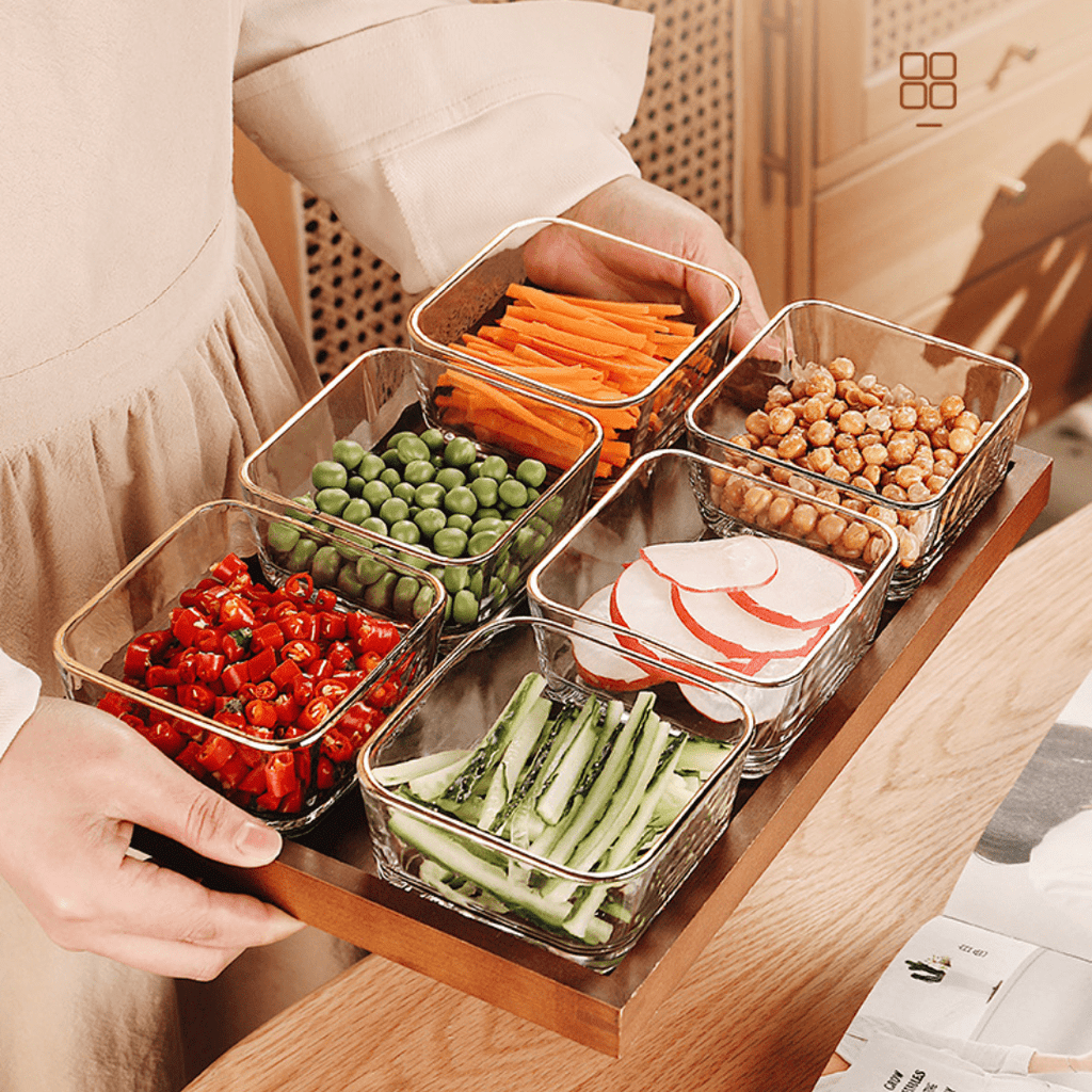 Luxury Glass Snack Box Set (6-Grid)