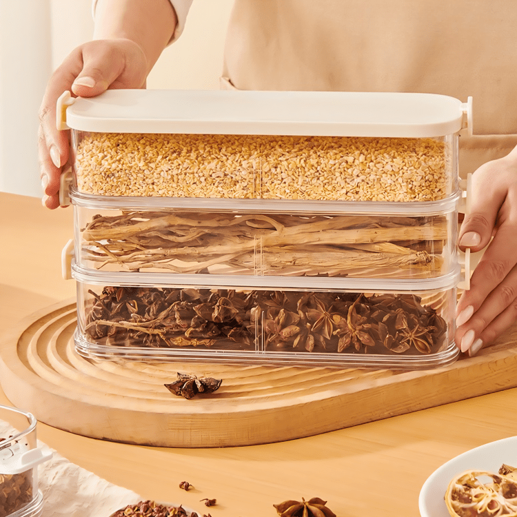 Multi-Layer Sealed Spice Container for Kitchen Storage