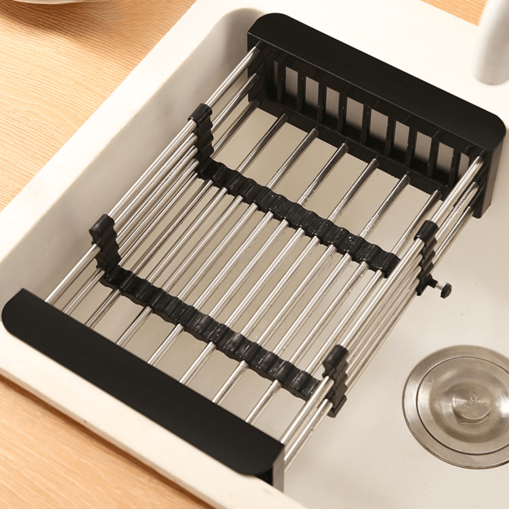 Multi-Functional Retractable Stainless Steel Sink Drain Basket Rack