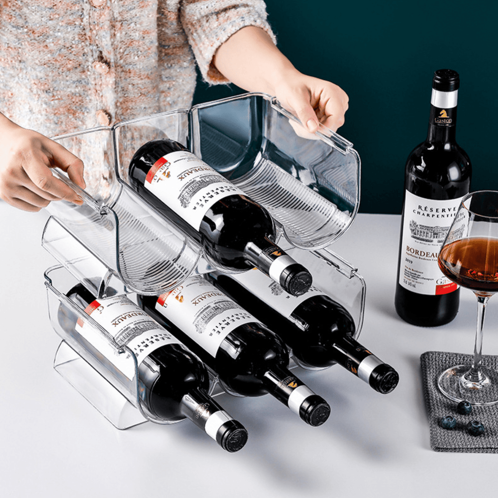 Stackable Water Bottle and Wine Rack Durable Transparent Organizer