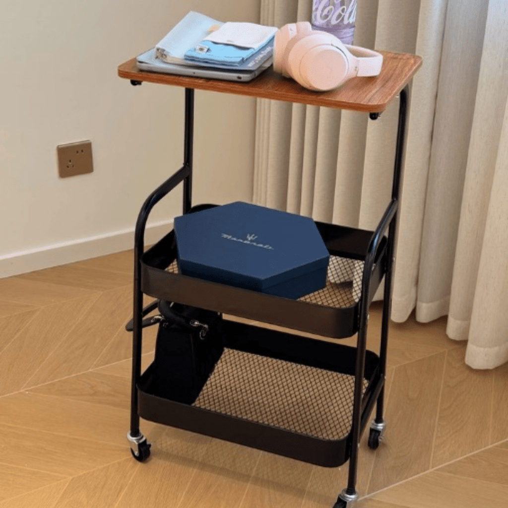 Multi-Layer Style Mobile Snack and Storage Trolley Shelf with Wheels
