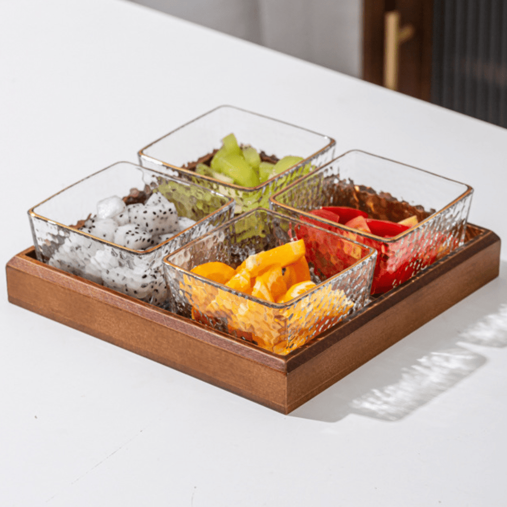 Crystal Clear Snack Plate Organizer (4-BOXES TRAY)