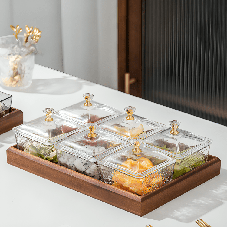 Crystal Clear Snack Plate Organizer (6-BOXES TRAY)