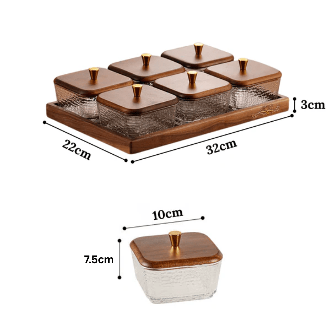 Multi-Compartment High-Borosilicate Glass Fruit and Nut Serving Tray Set