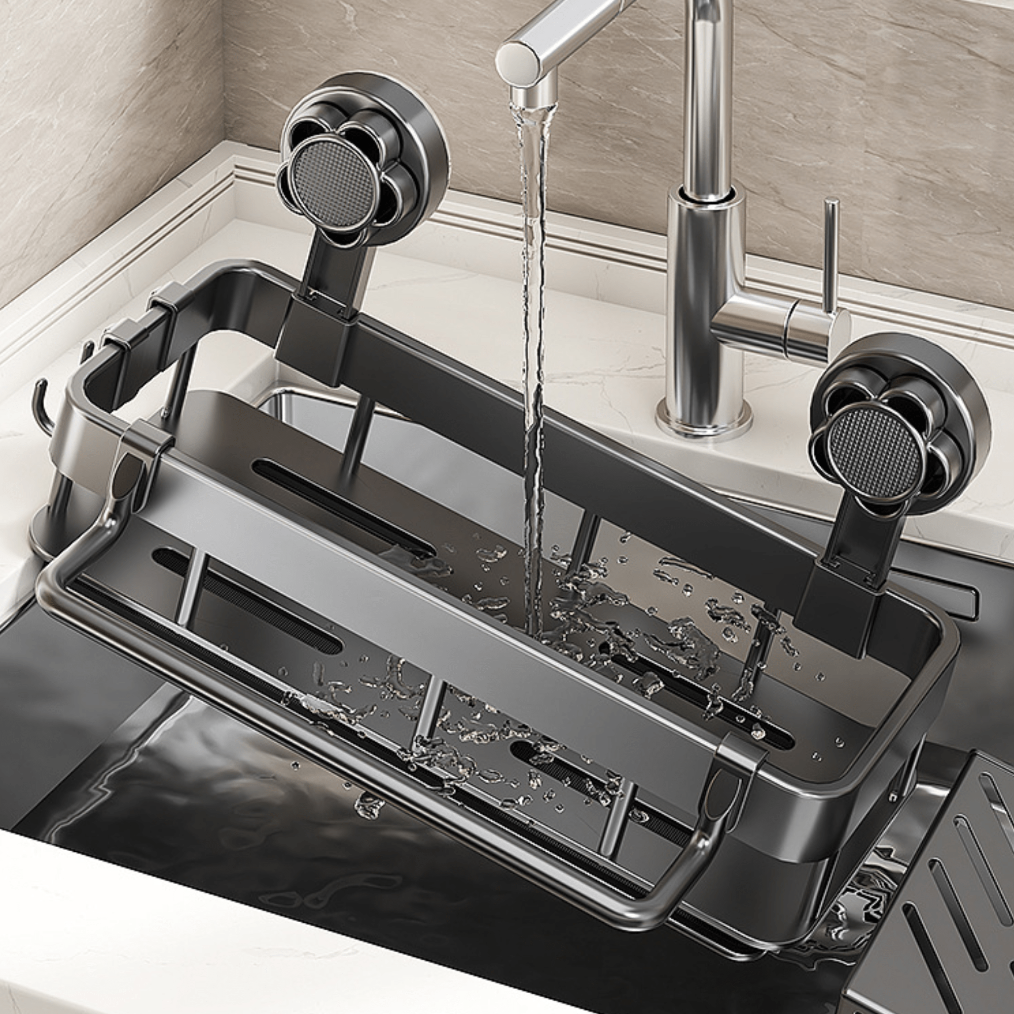 Multi-Functional Plastic Wall Storage Rack with Strong Suction Cup