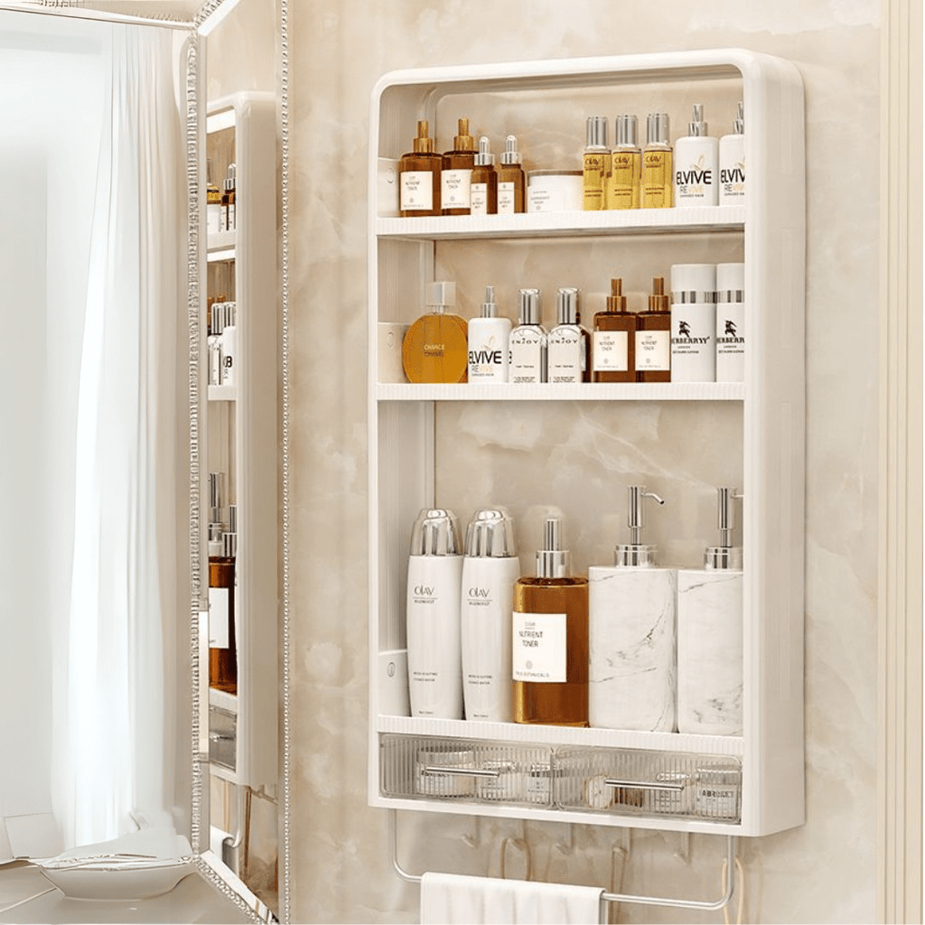 Multipurpose Multi-Layer Plastic Wall Mounted Storage Rack with Hooks(40cm)