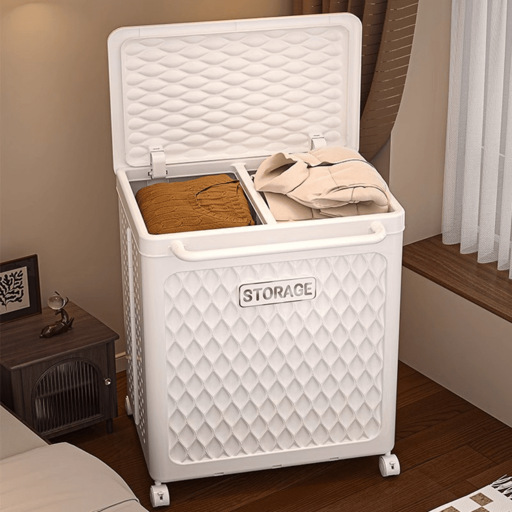 Multi-Purpose Folding Divider Storage Basket with Wheels