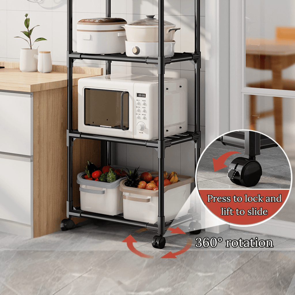 Multi-Layer Kitchen Storage Trolley Rack with Wheels