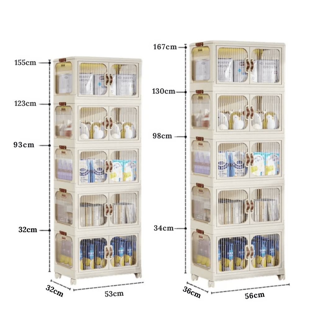 Multi-Layer Plastic Storage Cabinet with Lid & Wheels