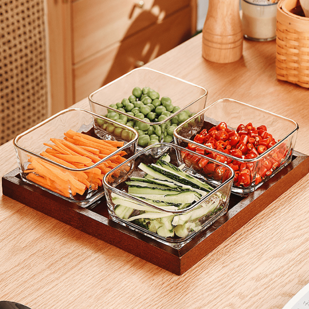 Luxury Glass Snack Box Set (4-Grid)